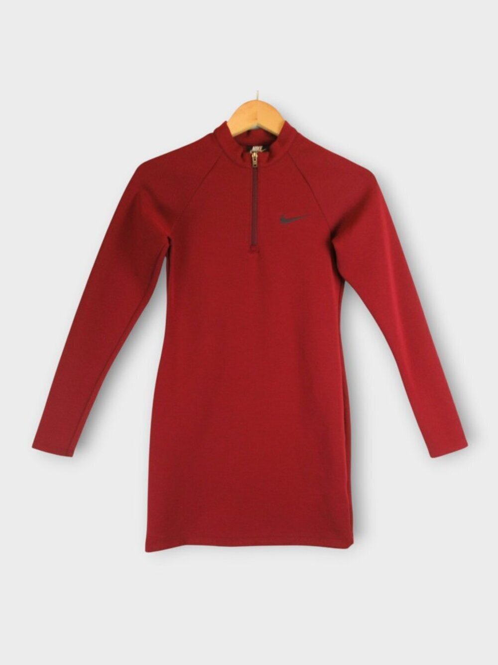 Nike Sportswear Burgundy Mock Neck Mini Dress Size S Red